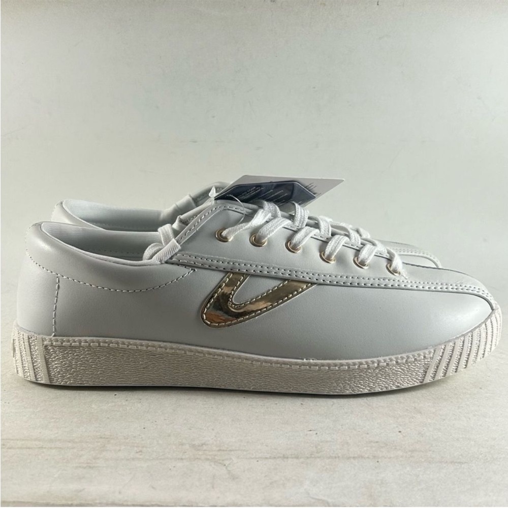 Tretorn Nylite Plus Leather Women’s Shoes White and Gold Women’s Size 10 M